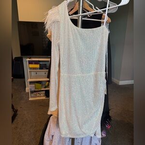 B Darlin White One Shoulder Dress